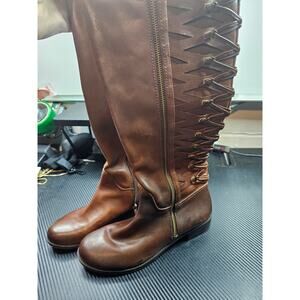 GIANNI BINI Womens Size 7.5 M Brown Leather Zip Knee High Fashion Boots